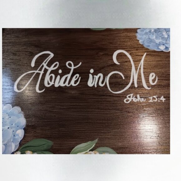 12 x 24 beautiful floral design wood hand painted tray Abide in Me John 15:4 - Picture 7 of 12